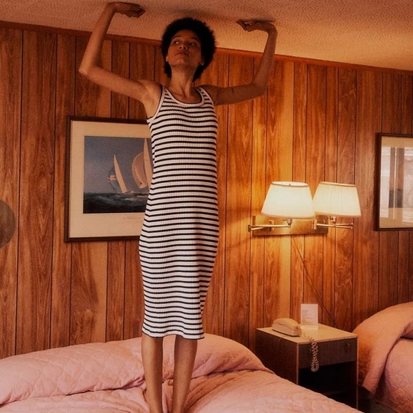 NEW Madewell | Stripe Sleeveless Tank Maxi Dress L - Picture 2 of 14